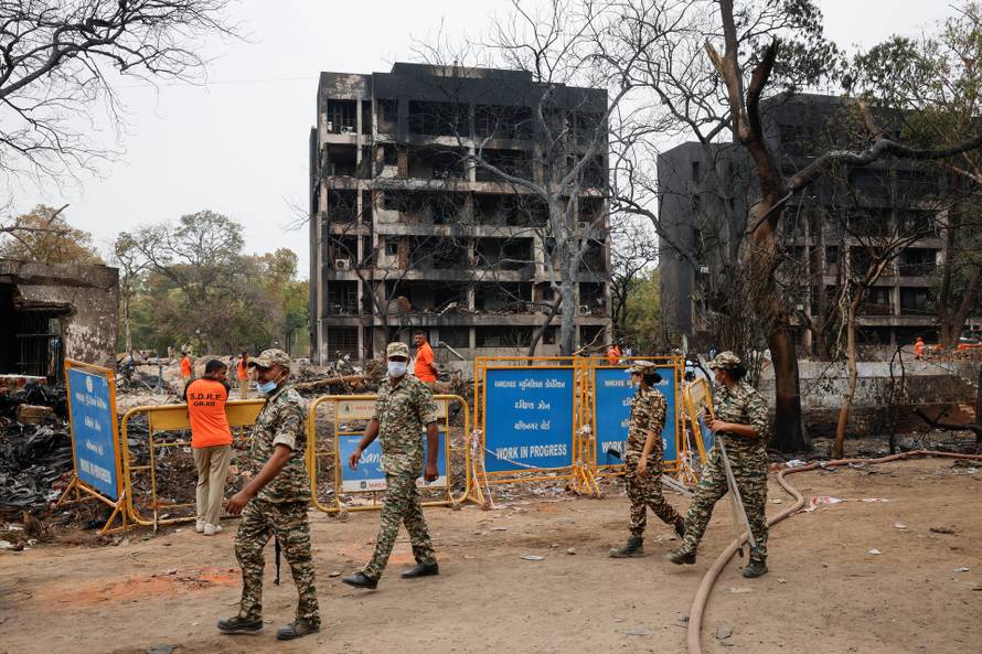 Aftermath of the Air India crash during take-off, in Ahmedabad