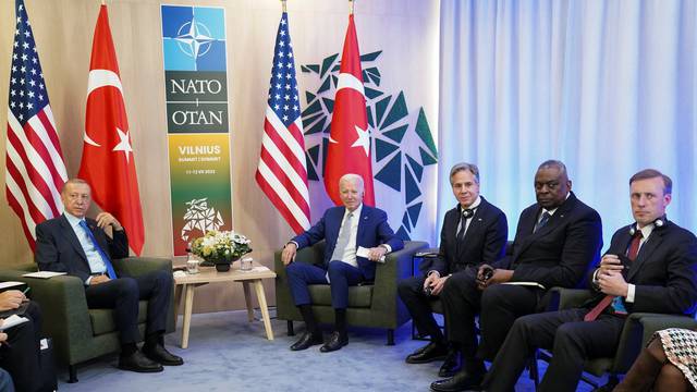 U.S. President Joe Biden meets with Turkish President Tayyip Erdogan at the NATO summit in Vilnius