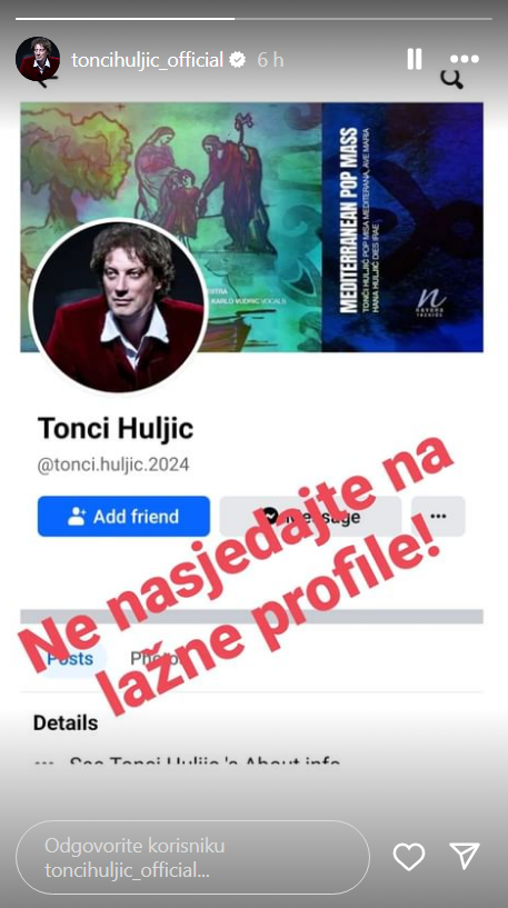 Tonči Huljić postao je još jedna žrtva prevaranta pa upozorio: 'Ne nasjedajte na lažne profile'