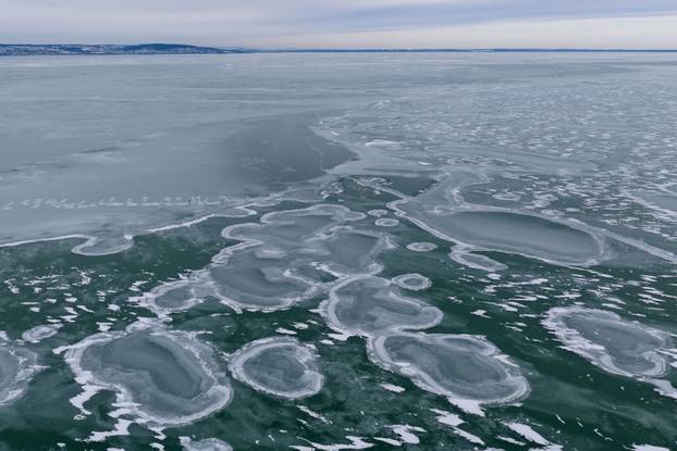 Frozen Lake Balaton near Zamardi