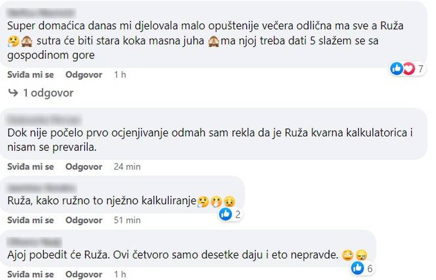 Gledatelji 'Večere za 5' o Ruži: 'Jedina kalkulira, ali možda i pobijedi  jer drugi daju desetke'