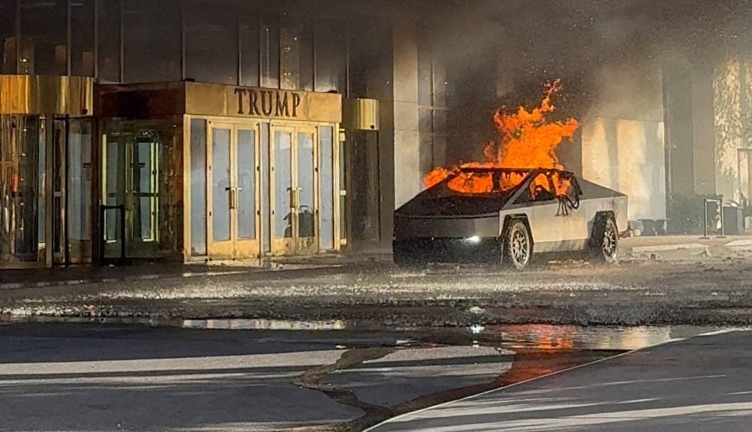 Tesla Cybertruck explodes outside Trump Las Vegas hotel