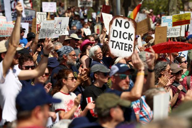 Anti-Trump 'Hands Off!' protest, in Asheville
