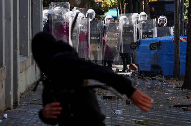 Anti-government protest by students in Tirana