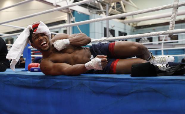 Anthony Joshua during the media session