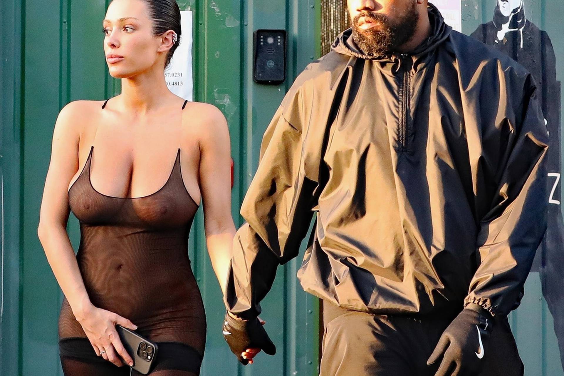 *PREMIUM-EXCLUSIVE* Kanye West and wife Bianca Censori turns heads as she wears shocking fully sheer tights to tanning salon