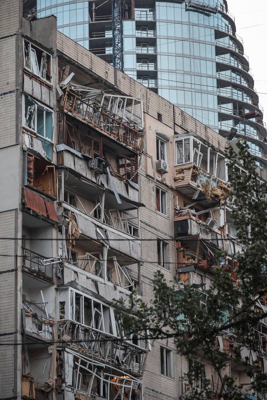 Aftermath of overnight Russian missile and drone strikes, in Kyiv