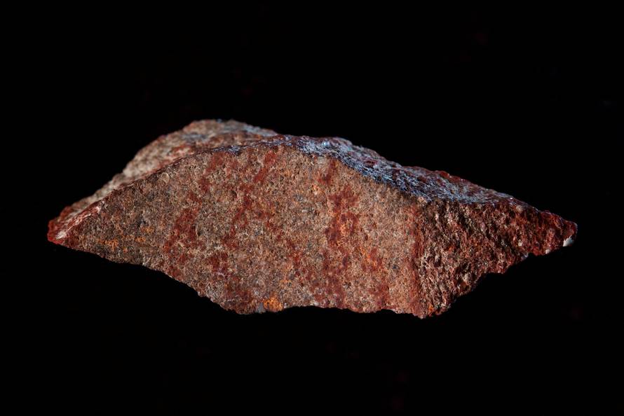 A stone flake discovered in Blombos Cave on South Africa's southern coast
