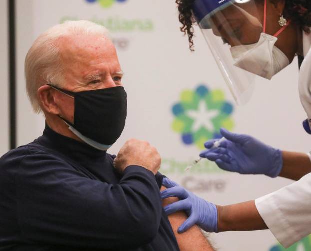 U.S. President-elect Joe Biden receives a dose of a COVID-19 vaccine at ChristianaCare Christiana Hospital in Newark