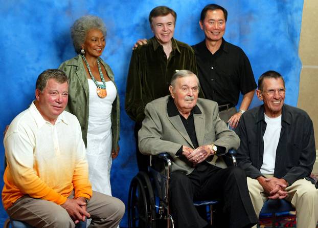 FILE PHOTO: Cast of the original series of Star Trek pose at a convention in Hollywood