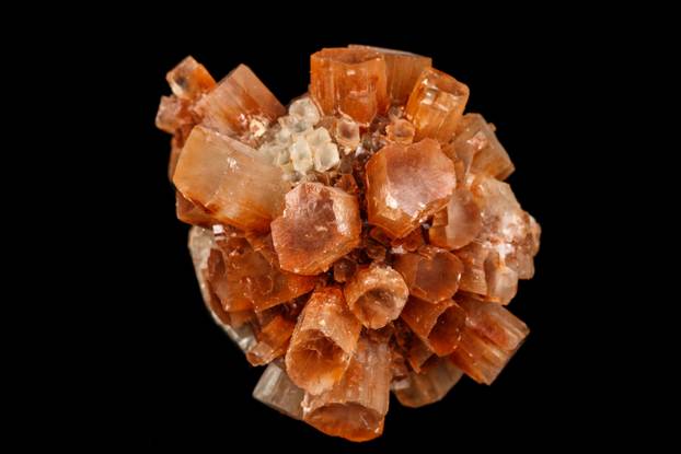 Macro stone Aragonite mineral on a black background