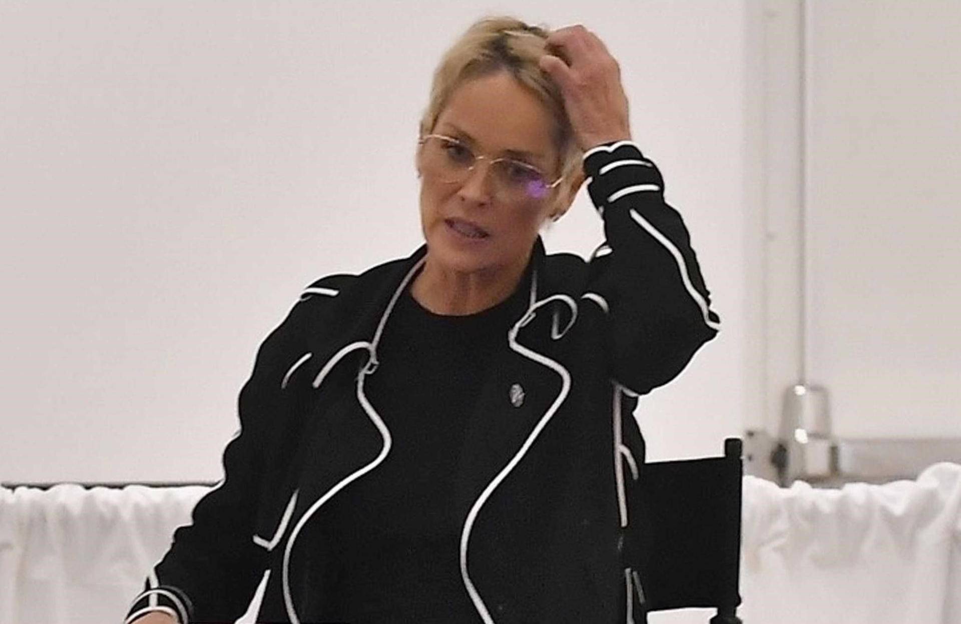 Sharon Stone speaks to a panel of Women at the Gagosian Art Gallery