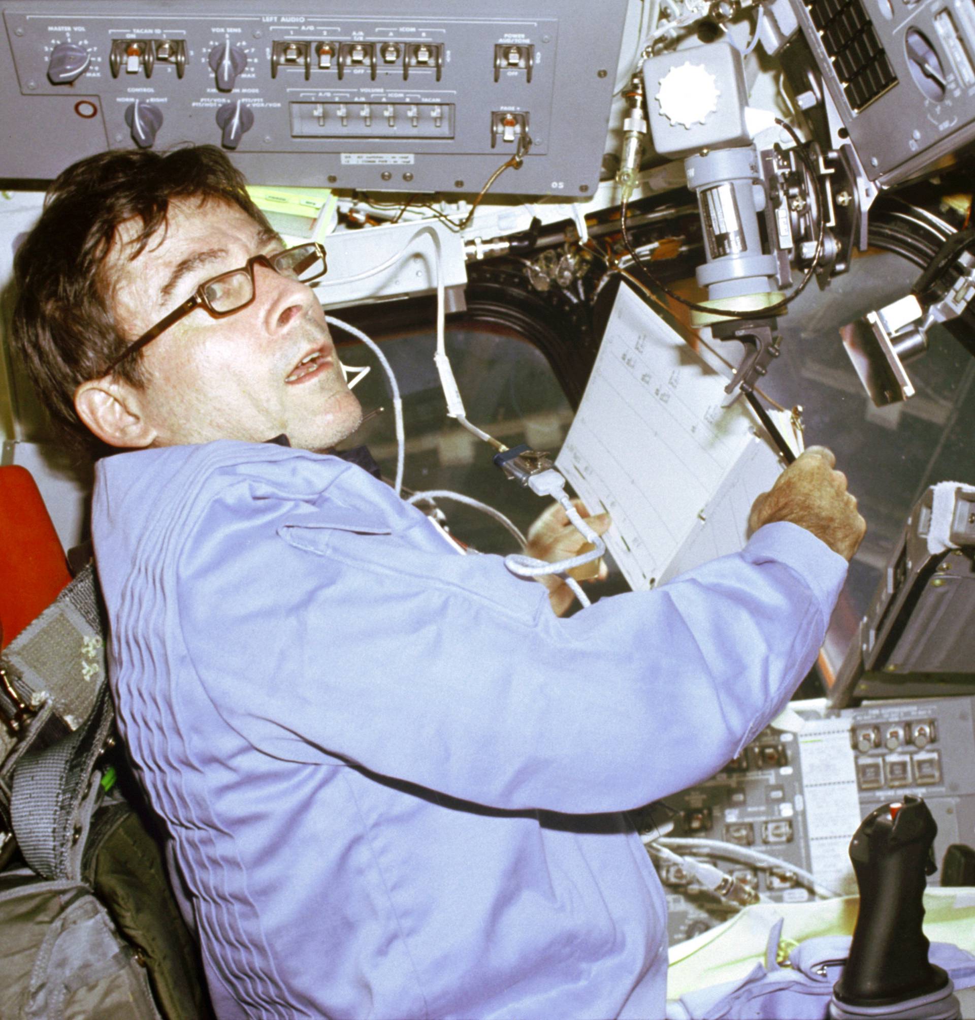 FILE PHOTO: NASA handout photo of Commander John Young during mission STS-1 of the Space Shuttle Columbia