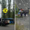 FOTO Automobil zavr&scaron;io na krovu u Zagrebu! Dvoje ljudi ozlije&dstrok;eno u prometnoj nesre&cacute;i