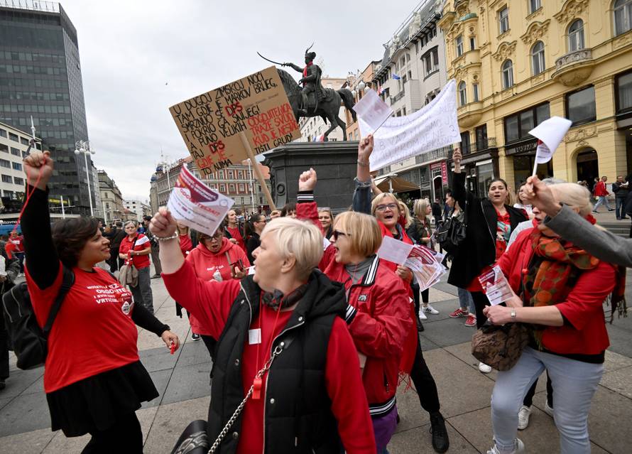 Zagreb: Prosvjed zaposlenih u dječjim vrtićima u Hrvatskoj