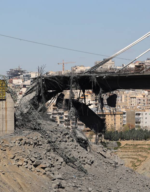 The B1 bridge damaged by a strike, as the U.S.-Israeli conflict with Iran continues, in Karaj