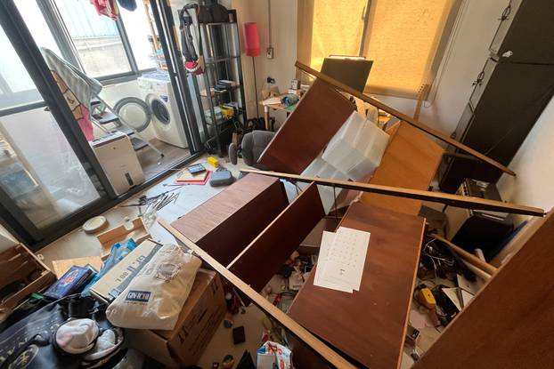 Damaged apartment following earthquake, in New Taipei City