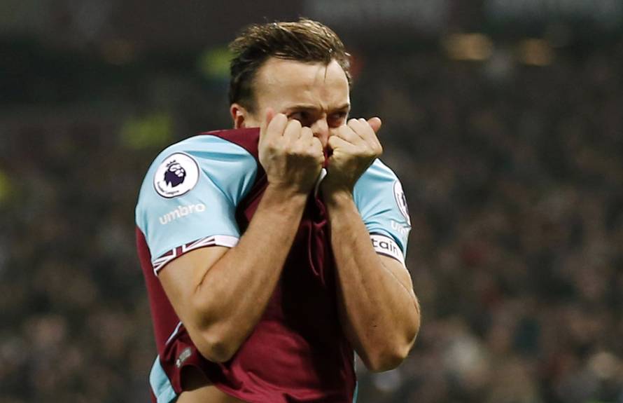 West Ham United's Mark Noble celebrates scoring their first goal