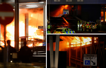 FOTO Požar na višekatnom parkiralištu kod Londona, zatvorili zračnu luku Luton