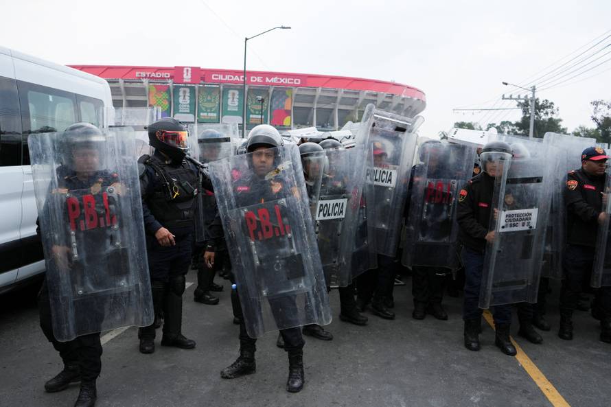 Protest march ahead of the opening match of the 2026 FIFA World Cup, in Mexico City