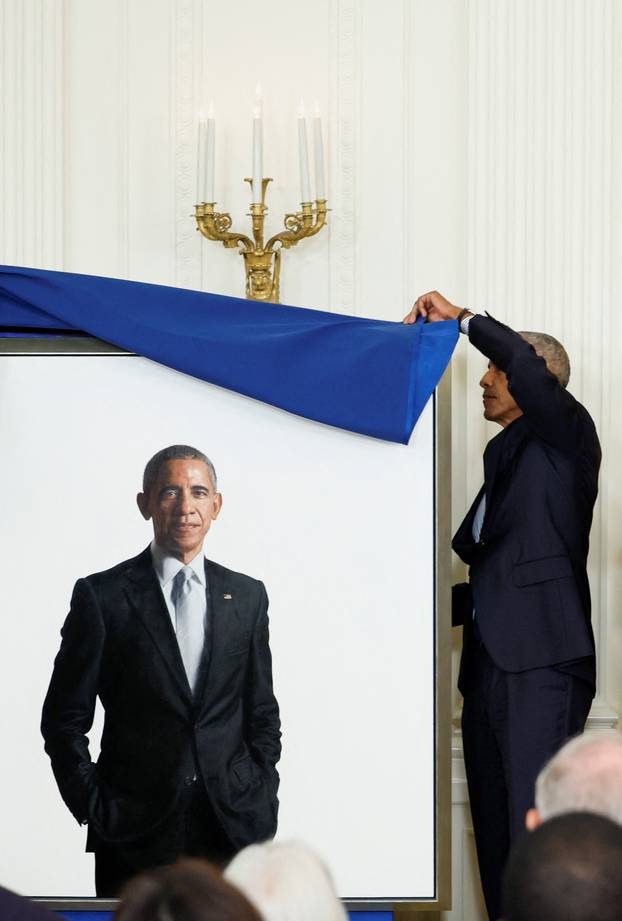 White House ceremony to unveil portraits of former U.S. President Barack Obama and former first lady Michelle Obama, in Washington