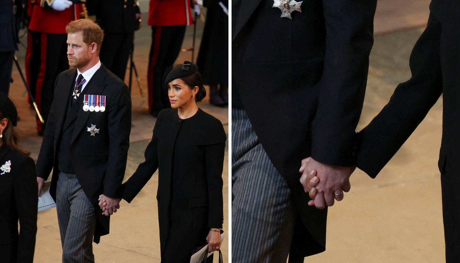 Meghan i Harry se ne odvajaju jedno od drugoga: Držali se za ruke i na ispraćaju lijesa kraljice