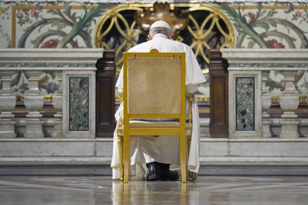 Pope Francis presides over the recitation of the Holy Rosary