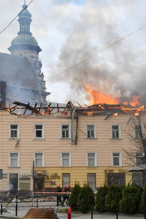 Aftermath of a Russian drone attack in Lviv
