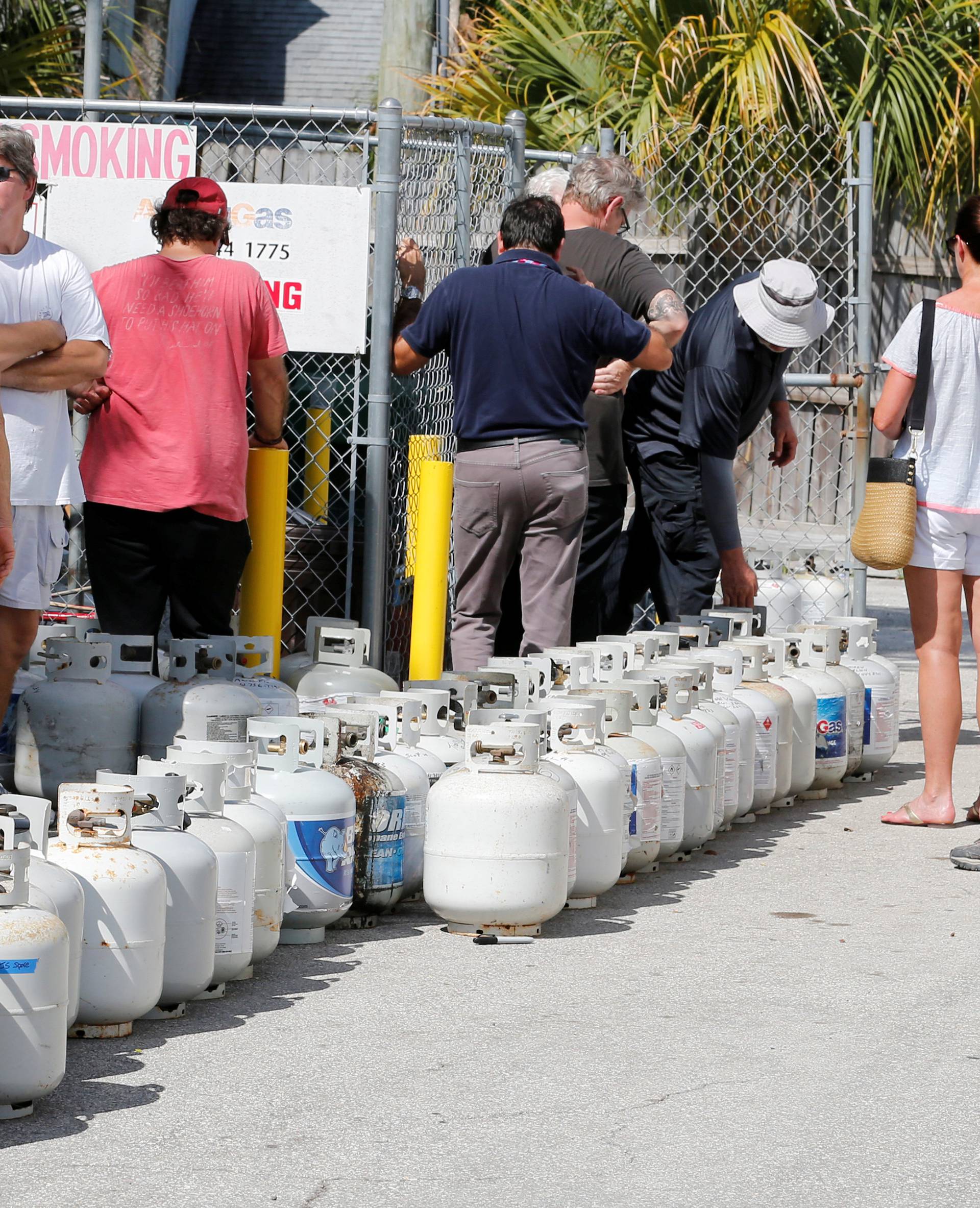 Residents wait in line to purchase propane gas ahead of Hurricane Irma's expected arrival in Boca Raton