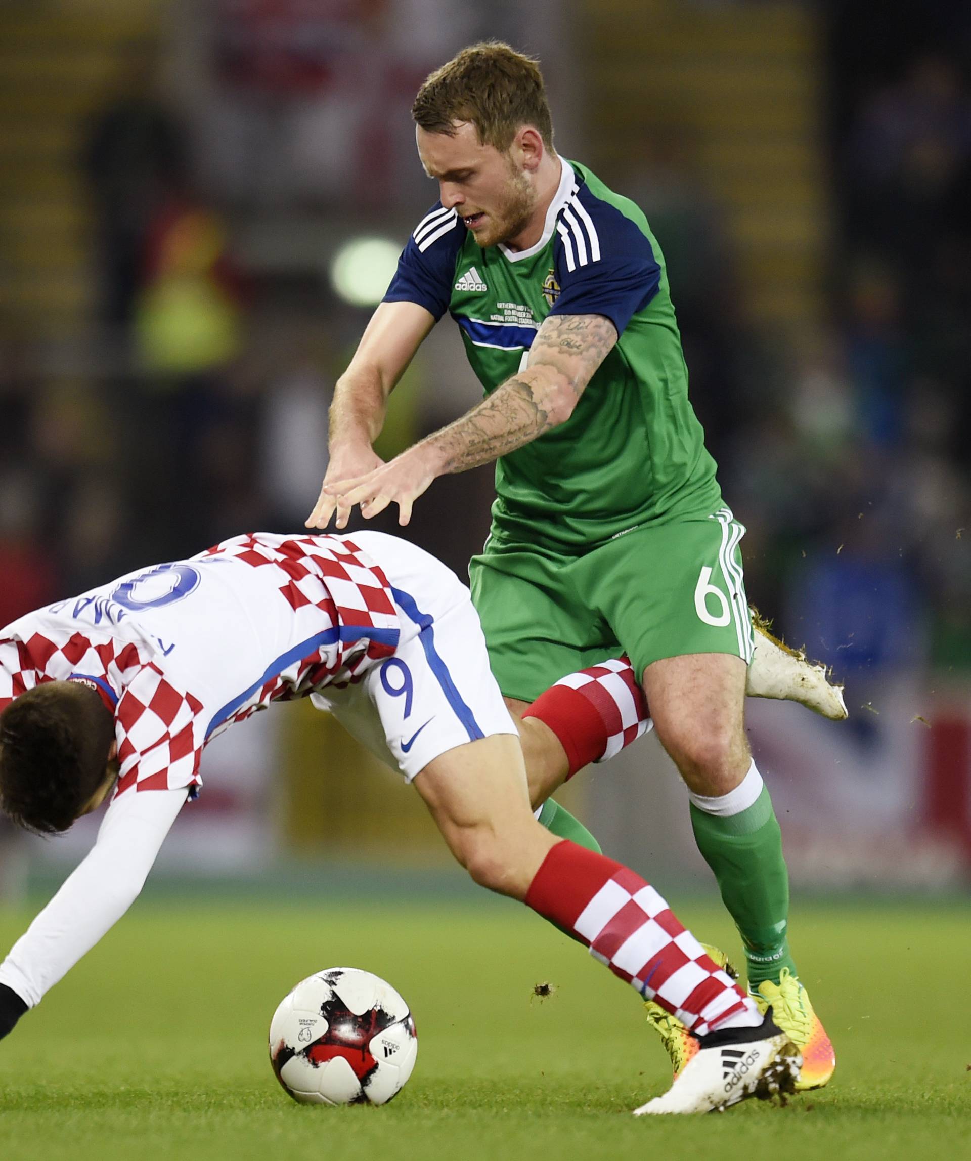 Northern Ireland's Lee Hodson in action with Croatia's Andrej Kramaric