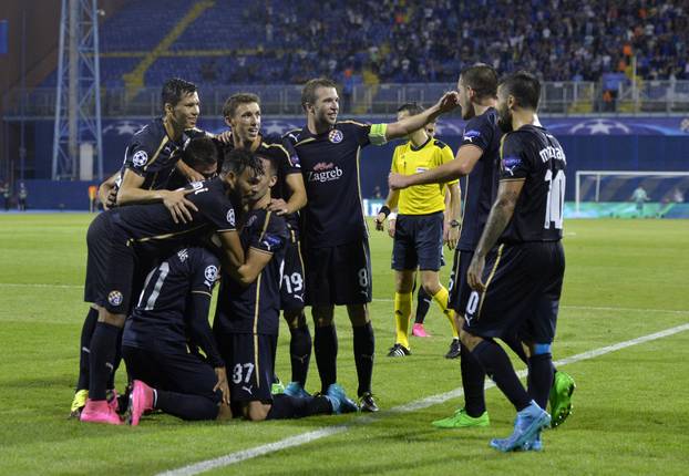 Zagreb: Slavlje Dinama nakon pobjede Arsenala u 1. kolu Lige prvaka