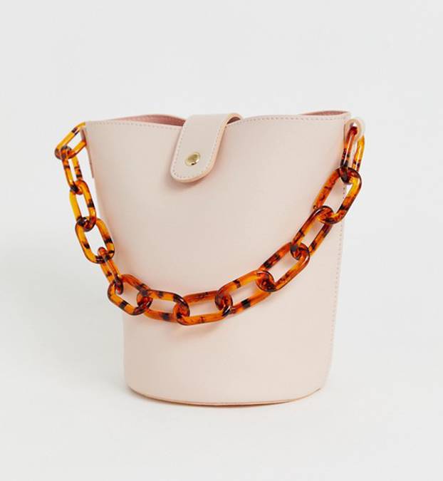 Missguided bucket bag with tortoiseshell chain strap in pink, 161 kn