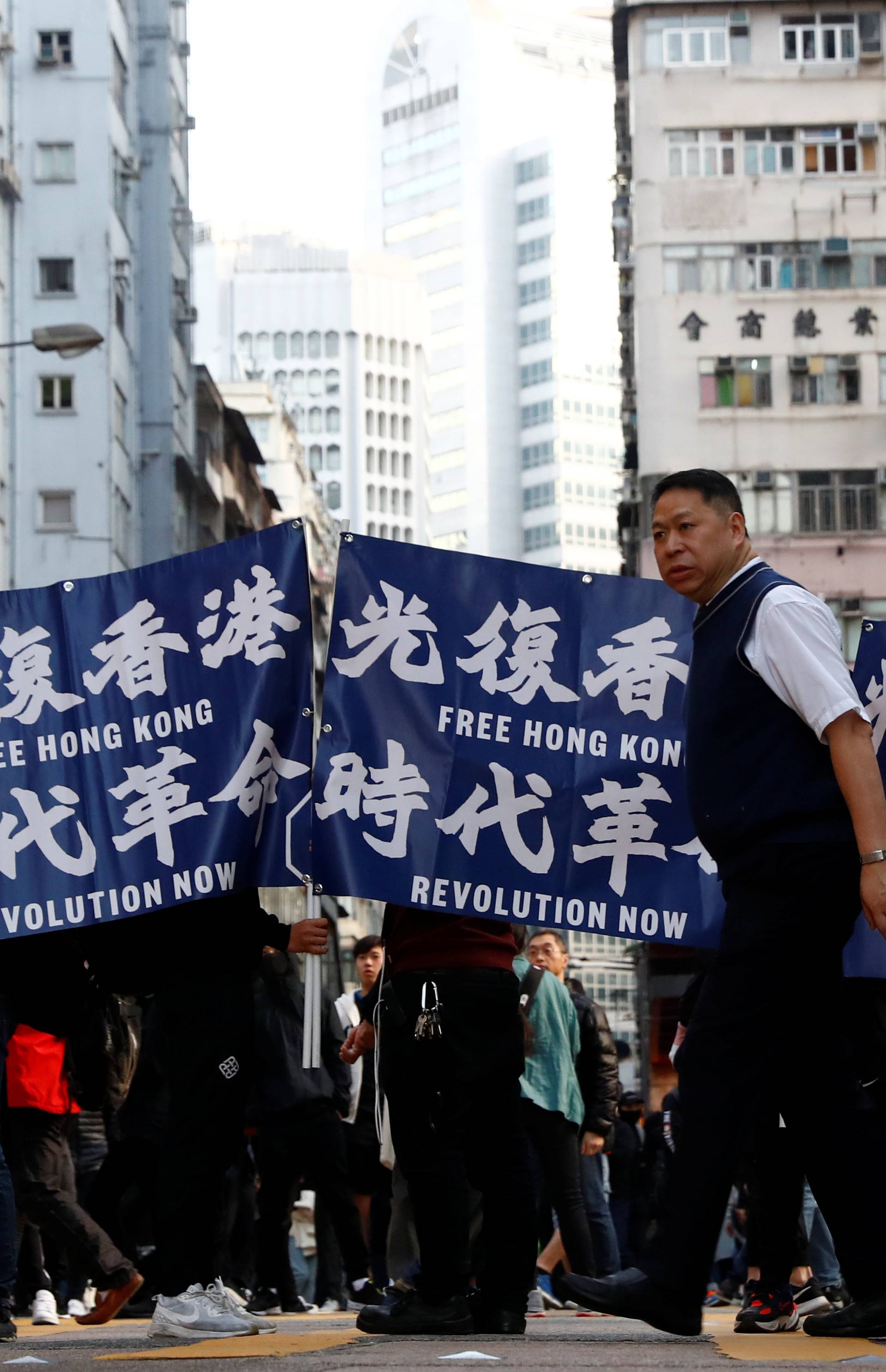 Protesters march for human rights in Hong Kong