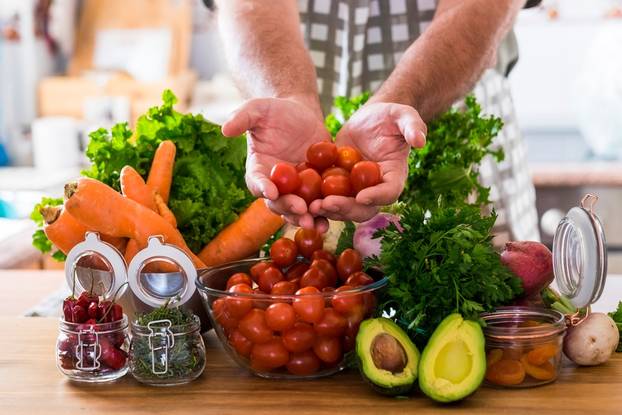 Fresh,Colorful,Fruits,And,Vegetables,Displayed,Or,Being,Cut,And