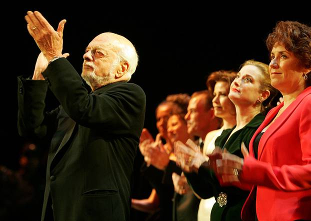 FILE PHOTO: Director Harold Prince applauds during the curtain call of 