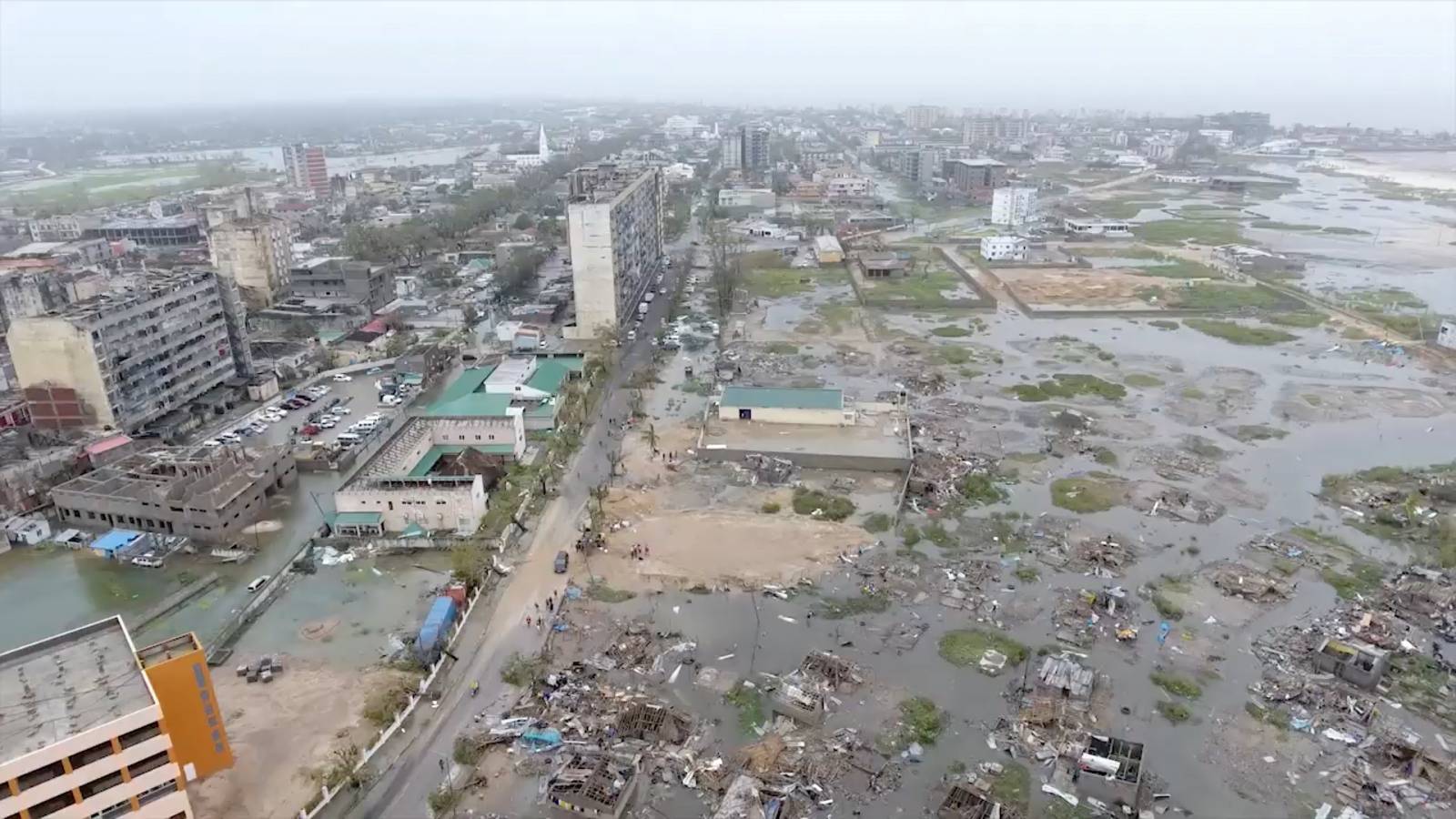 General view of damage after cyclone swept through Beira