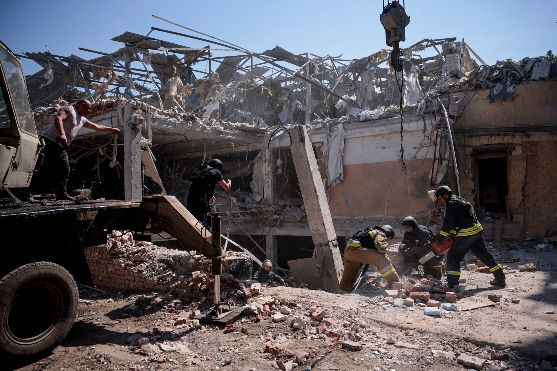 Aftermath of a missile strike that hit hotel in Kramatorsk