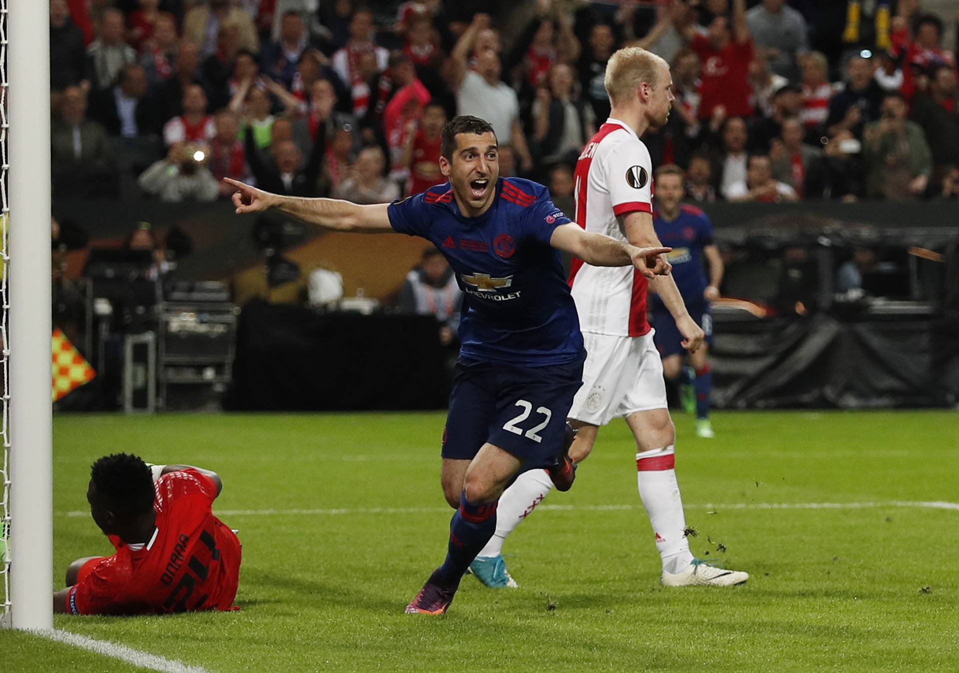 Manchester United's Henrikh Mkhitaryan celebrates scoring their second goal