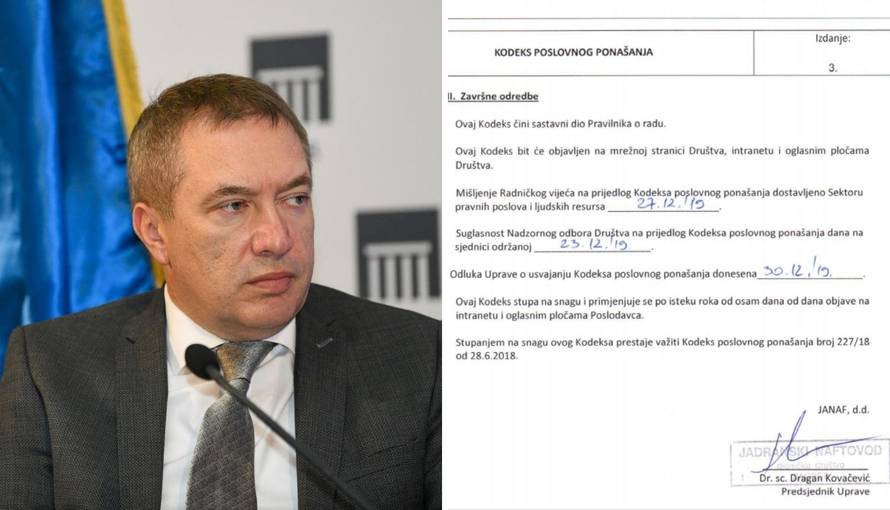 Janaf donio kodeks koji strogo brani uzimanje mita, potpisuje ga Dragan Kovačević