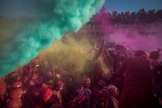 "Lathmar Holi" celebrations in Nandgaon village