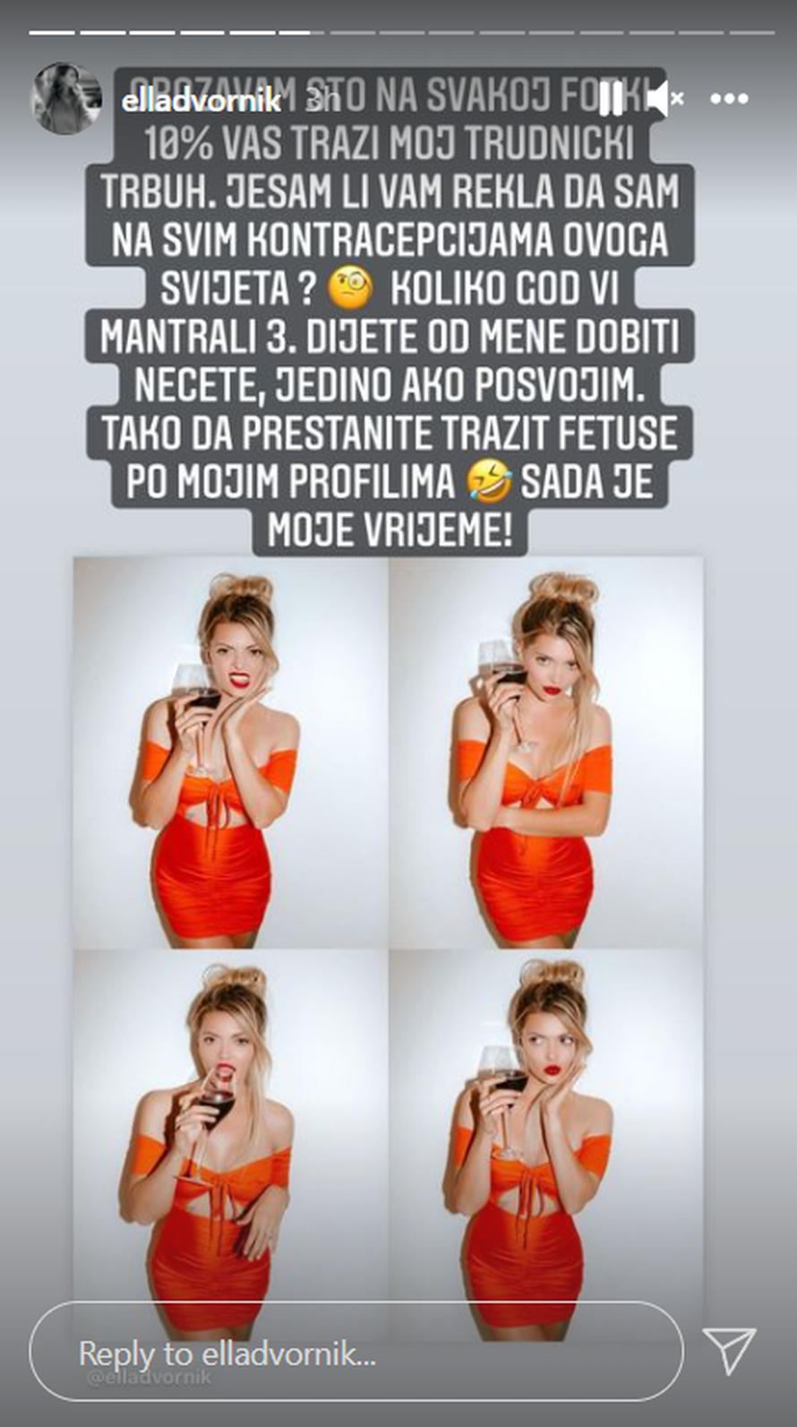 Ella Dvornik: 'Treće dijete od mene nećete dobiti,  ja sam na svim kontracepcijama svijeta!'