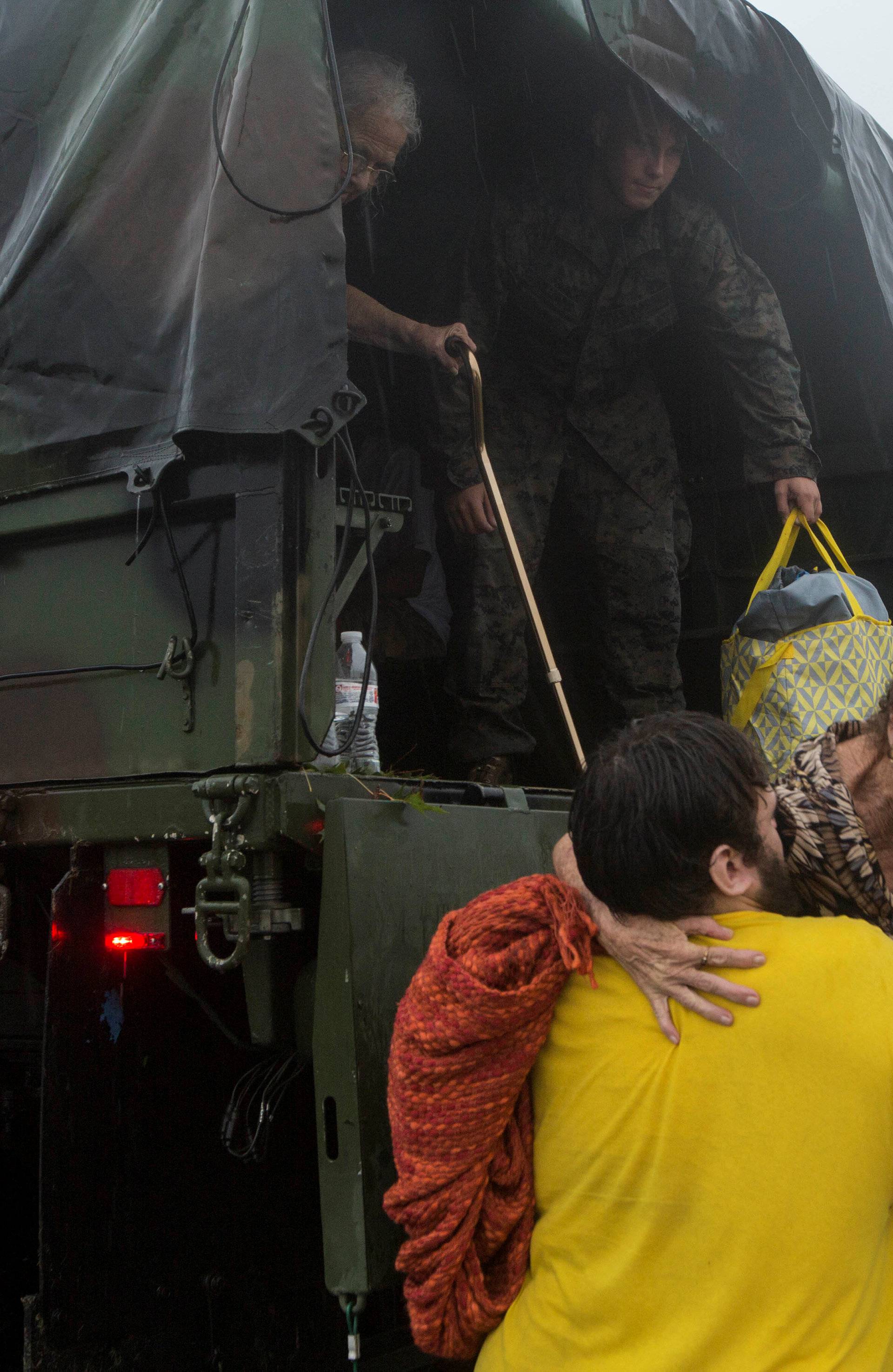 U.S. Marines help in evacuating people stranded by Hurricane Florence flooding in Jacksonville