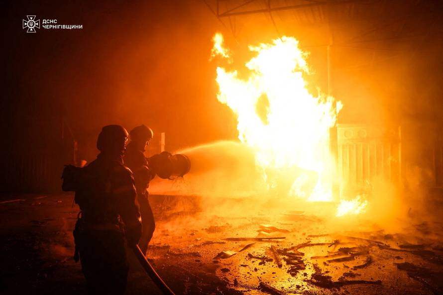 Aftermath of a Russian drone attack in Chernihiv region