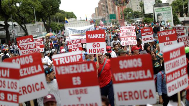 Pro-government supporters attend a rally against U.S President Trump in Caracas