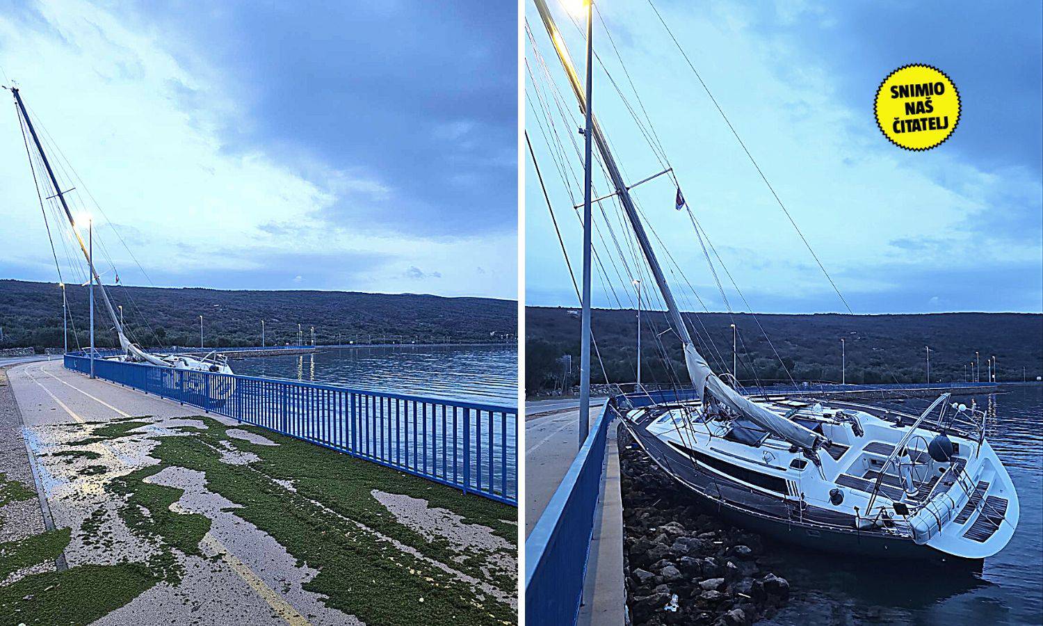 Pogledajte fotke: Olujni vjetar izbacio brod na obalu na Krku!