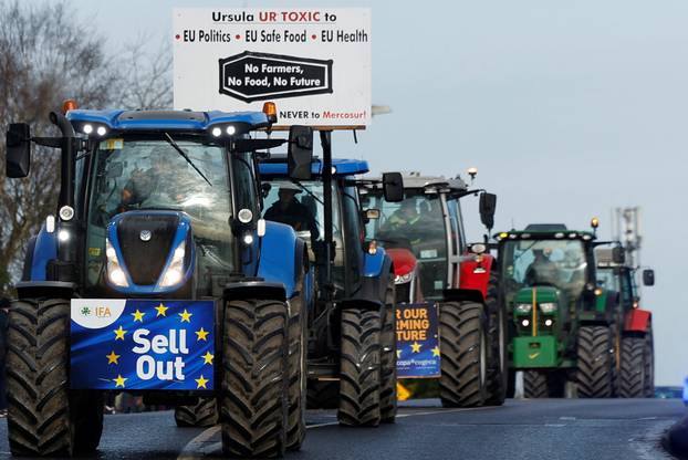 Irish farmers protest against Mercosur trade deal, in Athlone