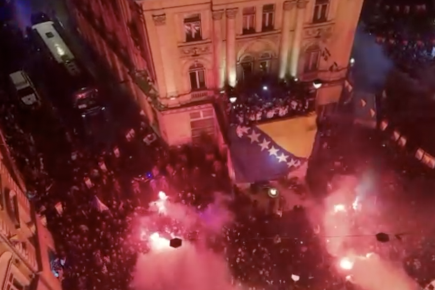 Slavlje u Sarajevu nakon pobjede