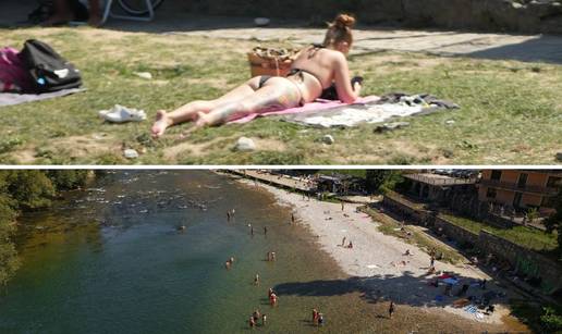 FOTO Banja Luka na sto muka: Prži i 37°C!  Pogledajte kako se naši susjedi hlade u rijeci Vrbas