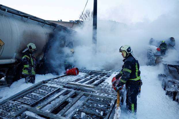 Aftermath of a Russian drone and missile attack in Kyiv