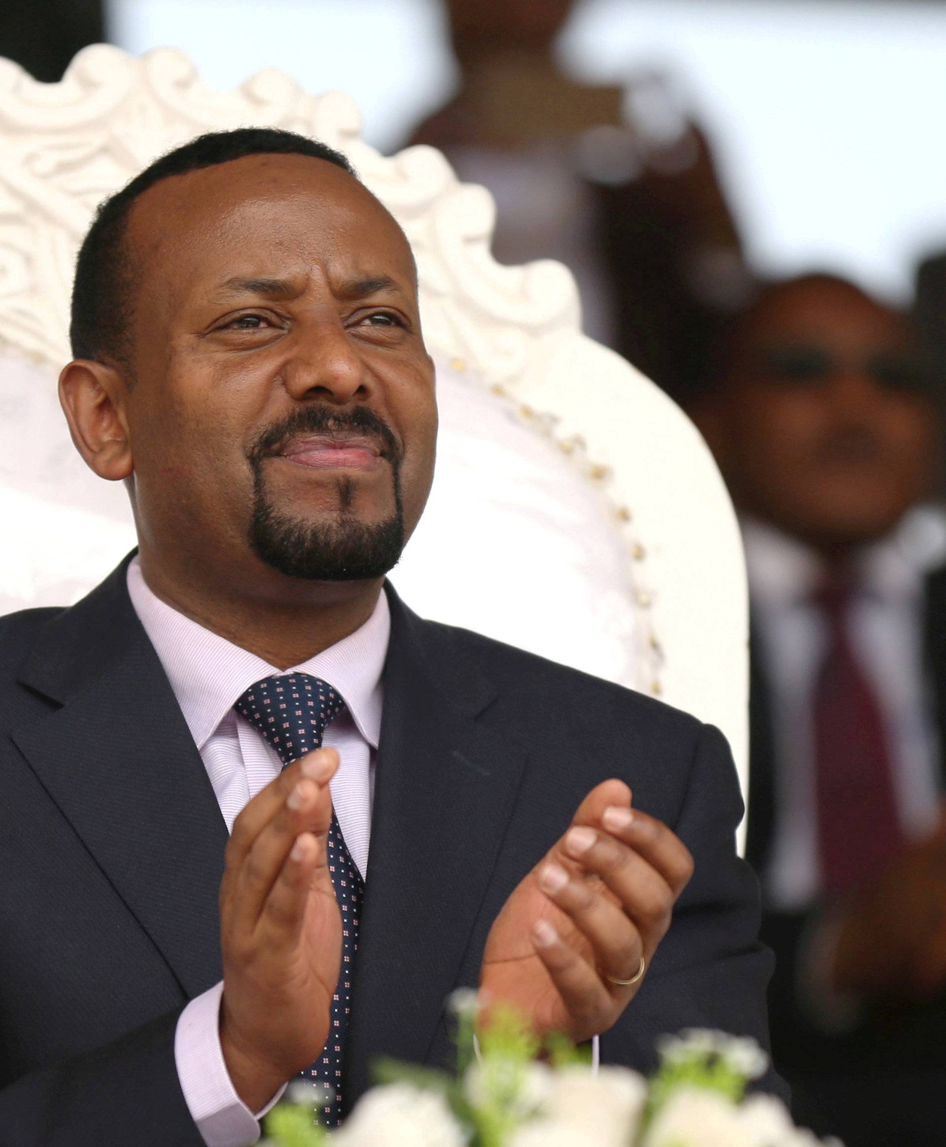 FILE PHOTO: Ethiopia's newly elected prime minister Abiy Ahmed attends a rally during his visit to Ambo in the Oromiya region